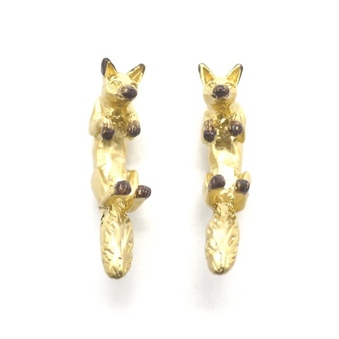 Fox knob earrings PA 379 - 耳环/耳夹 - 其他金属 金色