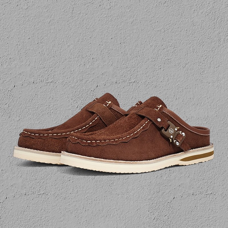 秋冬复古包头鞋 外穿袋鼠鞋拖鞋 - 男款靴子 - 聚酯纤维 咖啡色