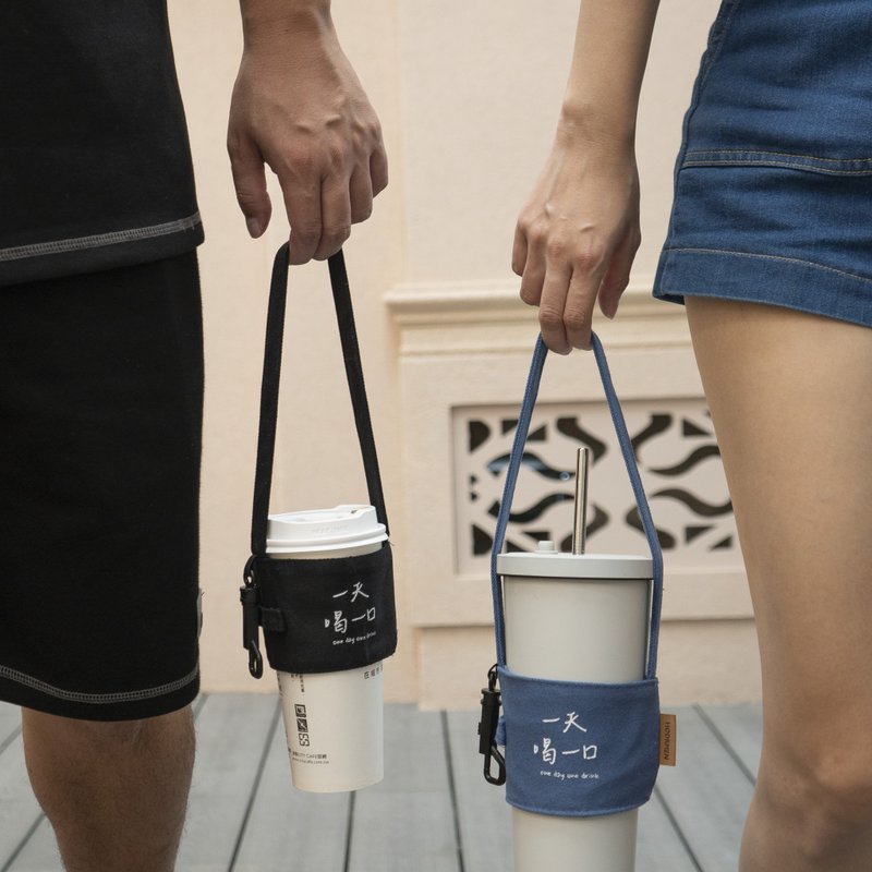 环保杯套 全棉厚磅 - 随行杯提袋/水壶袋 - 棉．麻 蓝色
