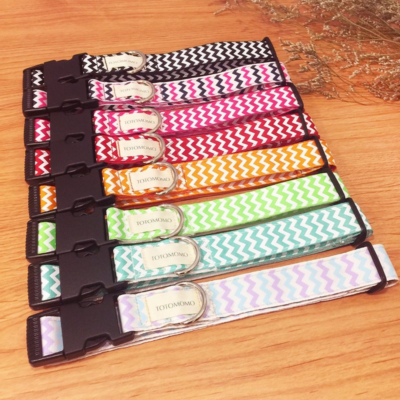 8色 波浪几何款 犬用项圈 - 项圈/牵绳 - 聚酯纤维 多色