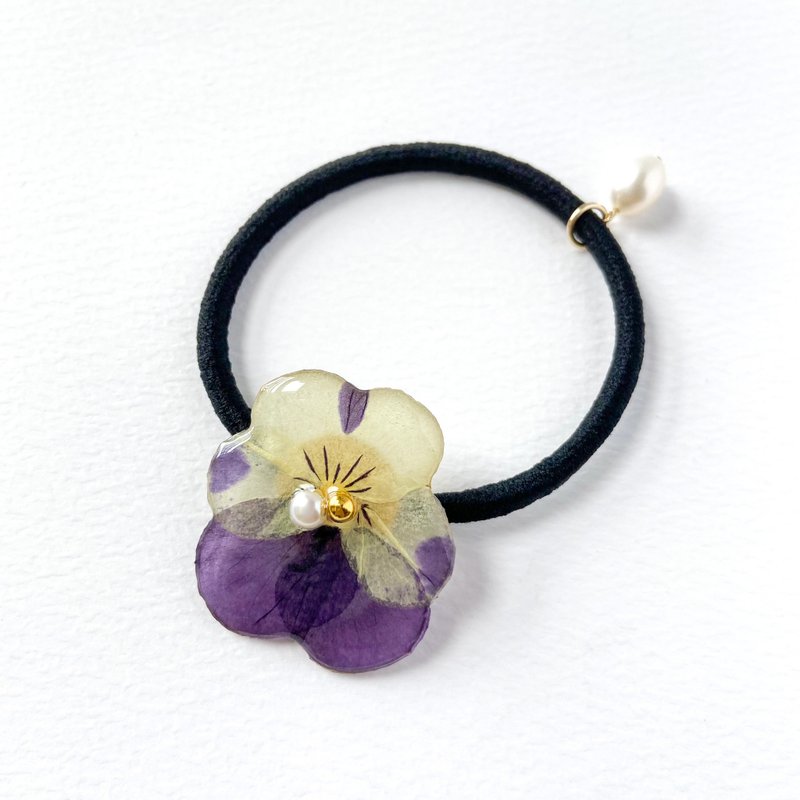 真花│三色堇淡水珍珠髪圈│【A Little Pansy】 - 发饰 - 植物．花 紫色