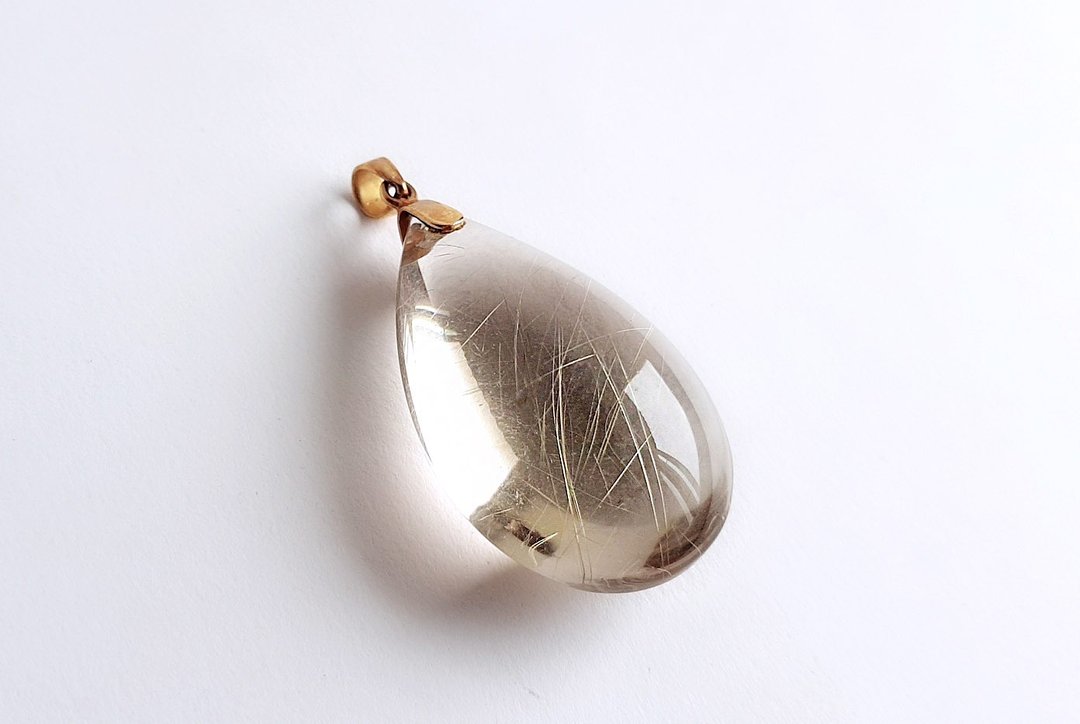 宝石系.玉露 .天然矿石 茶底金发晶钛晶.项链坠 - 项链 - 宝石 卡其色
