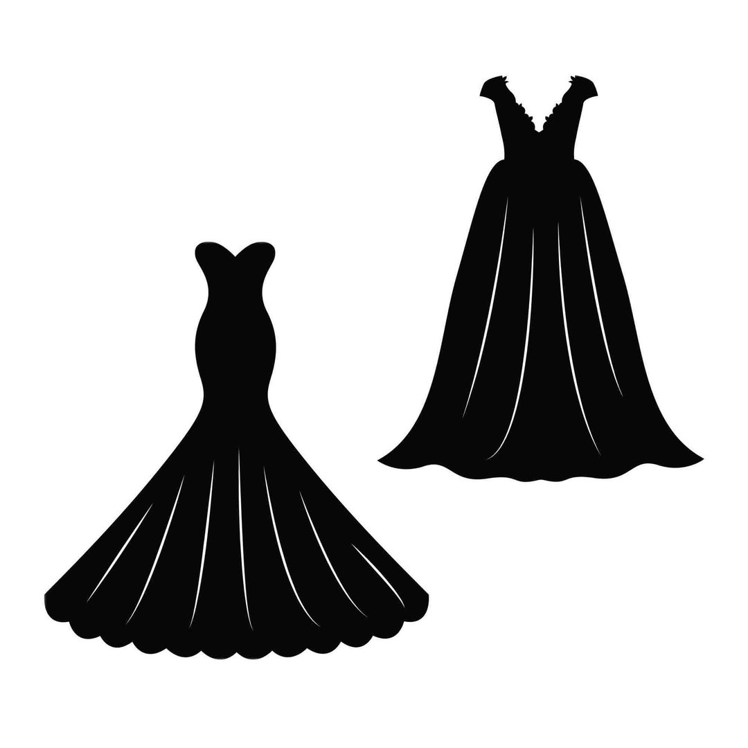 Wedding dress svg, evening dress svg, wedding dress pdf, wedding dress png - 图文模板设计 - 其他材质 