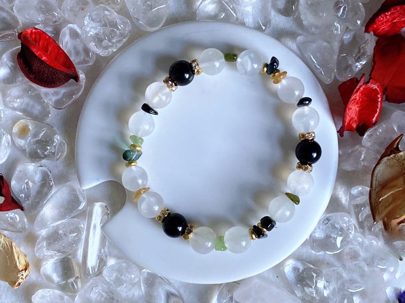 月光石 黑曜石 虎眼石 粉晶 紫晶 黄水晶 草莓晶 爱情守护 能量手 - 手链/手环 - 水晶 多色