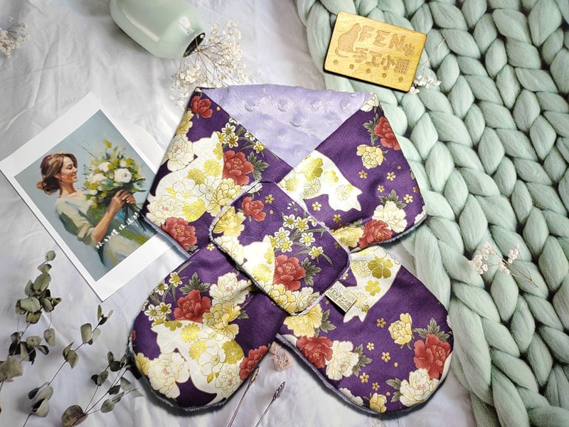 猫咪系列-日本棉布烫金樱花剪影猫咪手作围脖-大人围脖-围巾-脖围 - 围巾/披肩 - 棉．麻 