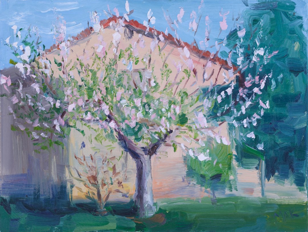 Sakura Tree Oil Painting Cherry Blossom Original Art Nashville Landscape Artwork - 海报/装饰画/版画 - 其他材质 绿色