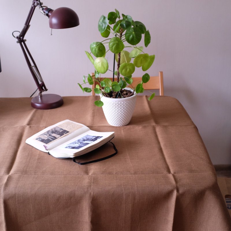 水洗亚麻壁纸彩色咖啡牛奶 143 x 250 厘米 - 餐垫/桌巾 - 亚麻 咖啡色