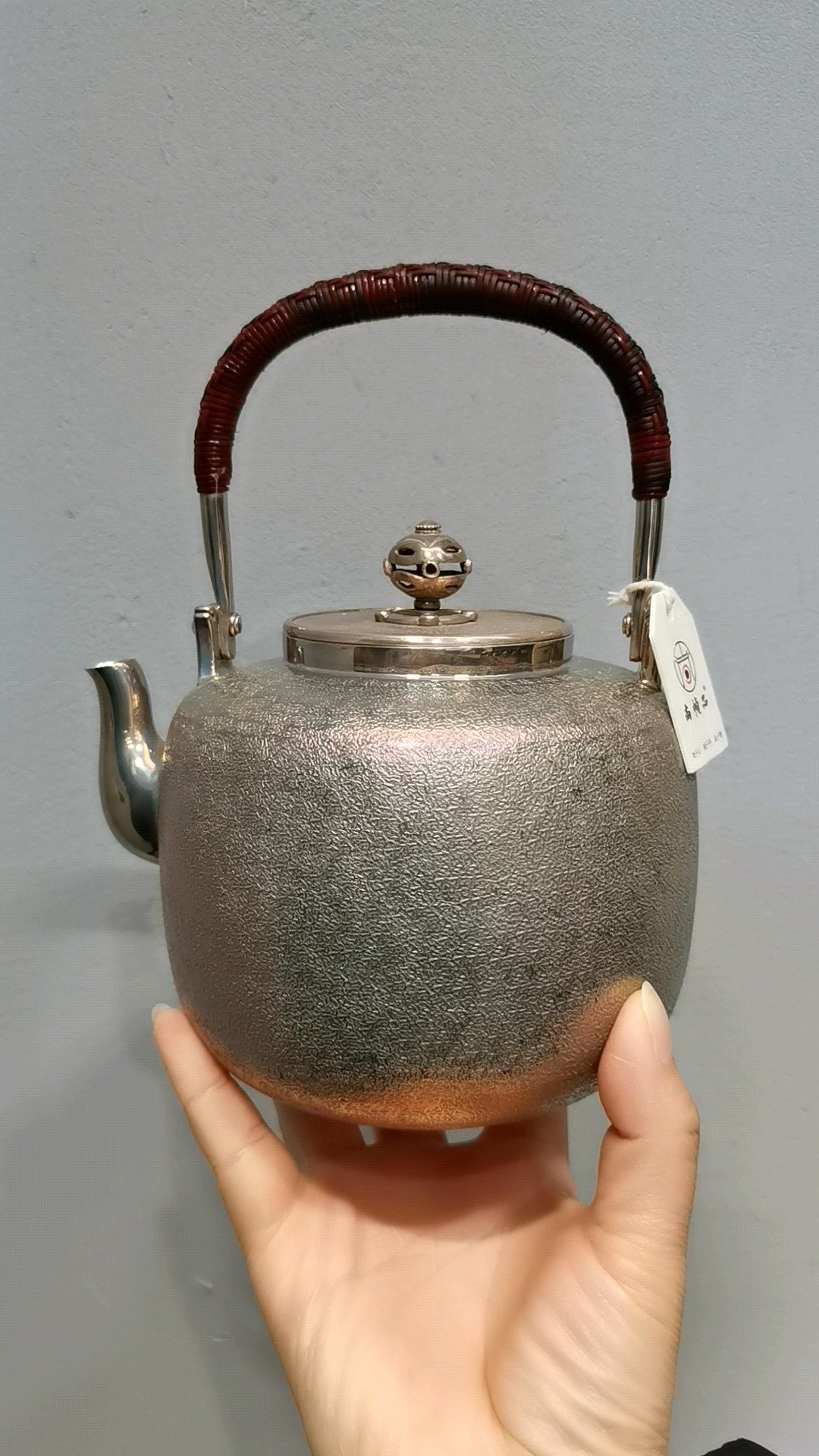 尚帧品 紫皮提梁形银壶 纯银汤沸 银壶纯银9999  银壶烧水煮茶 - 茶具/茶杯 - 纯银 