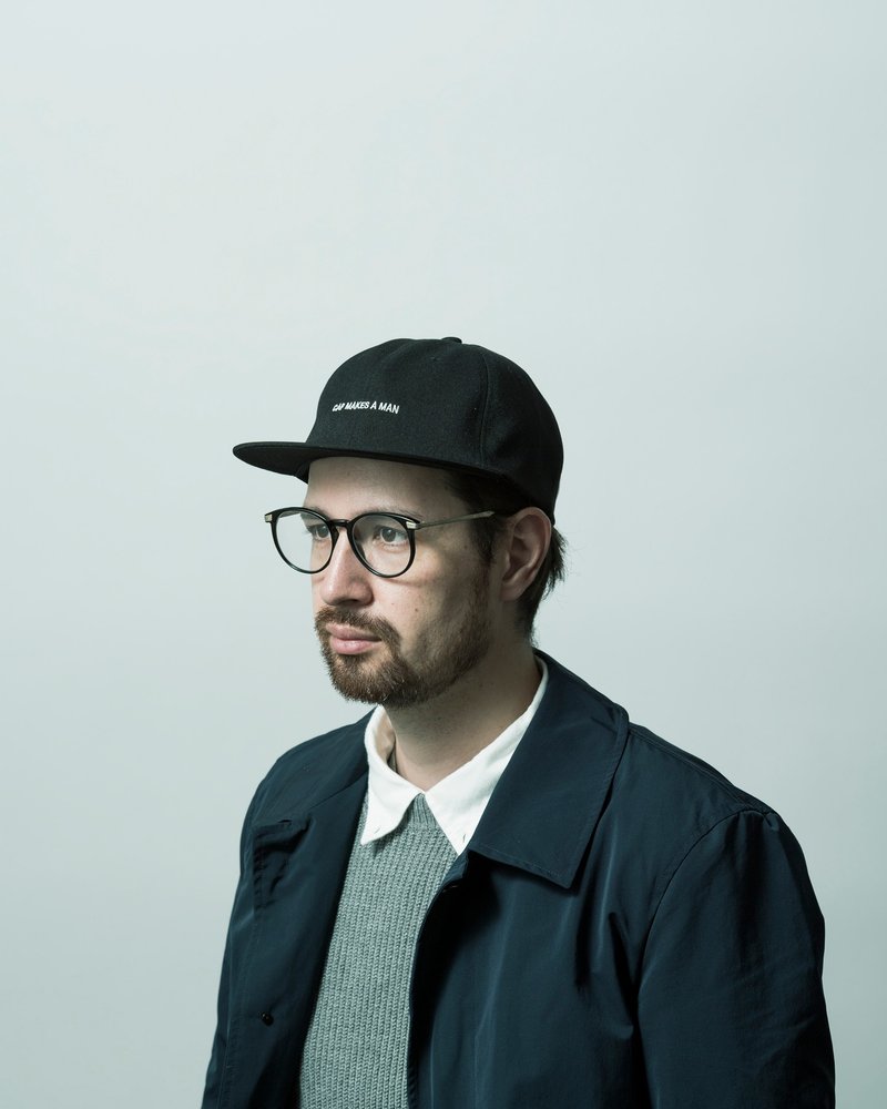 日本制 文字绣棒球帽 - FLATS - 帽子 - 聚酯纤维 黑色