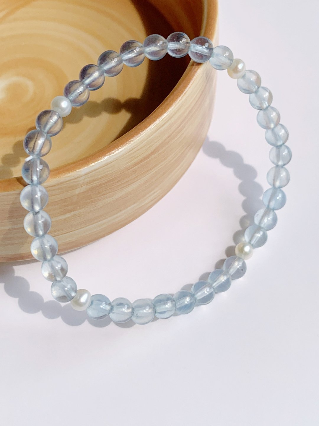 天然水晶海蓝宝淡水珍珠手链Aquamarine & Flashwater Pearl Brac - 手链/手环 - 水晶 多色