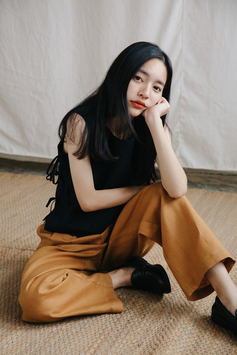 Relax Linen Trousers in Mustard - 女装长裤 - 棉．麻 金色