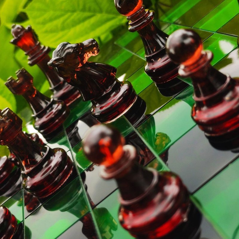 定制化树脂西洋棋棋盘 |特大号尺寸 2.75 英寸（7 厘米）|环氧树脂 - 桌游/玩具 - 树脂 咖啡色