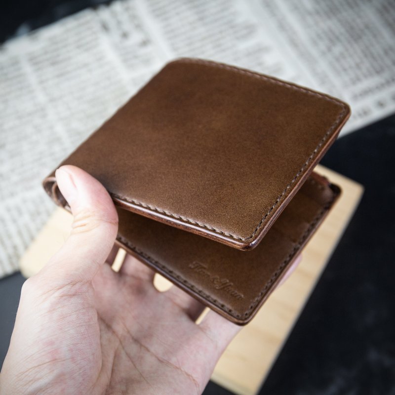 【定制化礼物】【皮夹、银包】全咖啡 意大利植鞣皮 定制刻字 MIS - 皮夹/钱包 - 真皮 多色