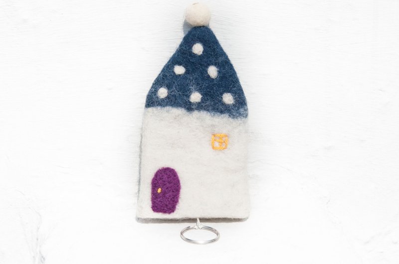 生日礼物 羊毛毡经典钥匙包/羊毛毡收纳包/羊毛毡吊饰-地中海房子 - 钥匙链/钥匙包 - 羊毛 多色