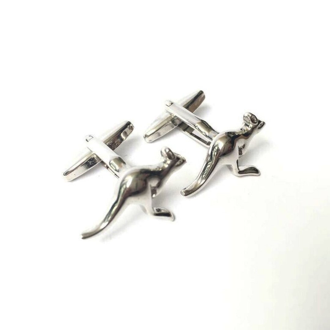 动物款 袋鼠 袖扣 kangaroo Cufflink - 袖扣 - 其他金属 银色
