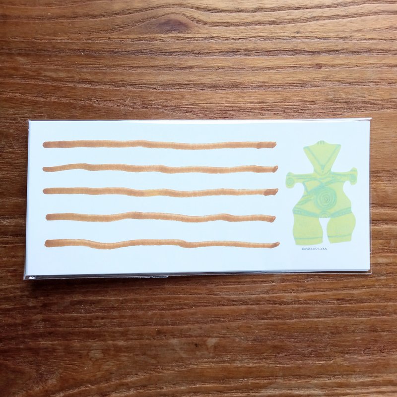 绳文黏土人像记事本，浅绿色，5 件套 - 信封/信纸 - 纸 绿色