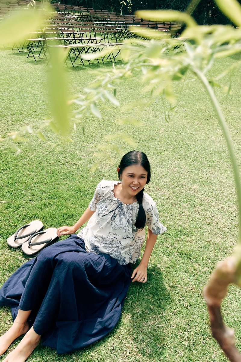 Mulmul 蜻蜓荷叶边领衬衫 - 女装上衣 - 棉．麻 蓝色