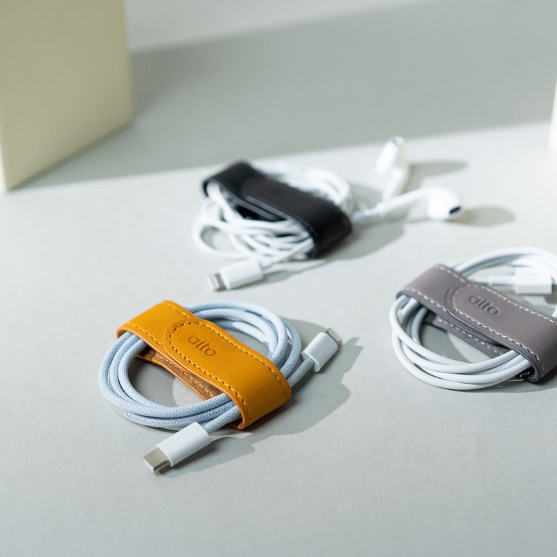 Alto 皮革万用磁铁夹 / 钞票夹 - 卷线器/电线收纳 - 真皮 黑色