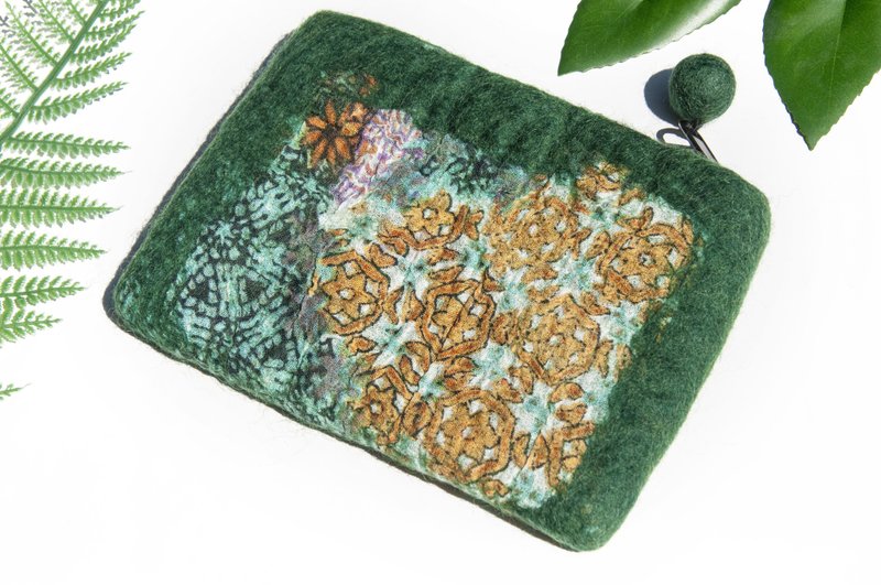 悠游卡套 羊毛毡化妆包 数位相机包 iphone手机袋 airpods收纳-绿 - 零钱包 - 羊毛 绿色