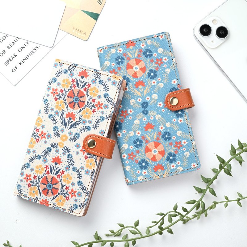 支持全机型 手帐型手机壳 【茉莉花】 花卉图案 金属配件 手机背带 A337I - 手机壳/手机套 - 真皮 白色