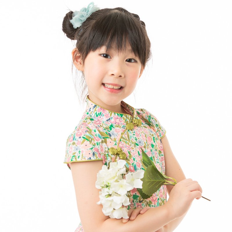 儿童旗袍 古风 四季款 花花绿绿 - 旗袍 - 棉．麻 绿色