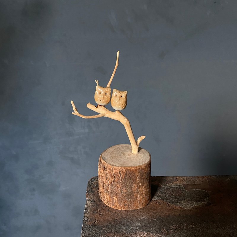 枝头恋人 小不点猫头鹰 - 摆饰 - 陶 卡其色