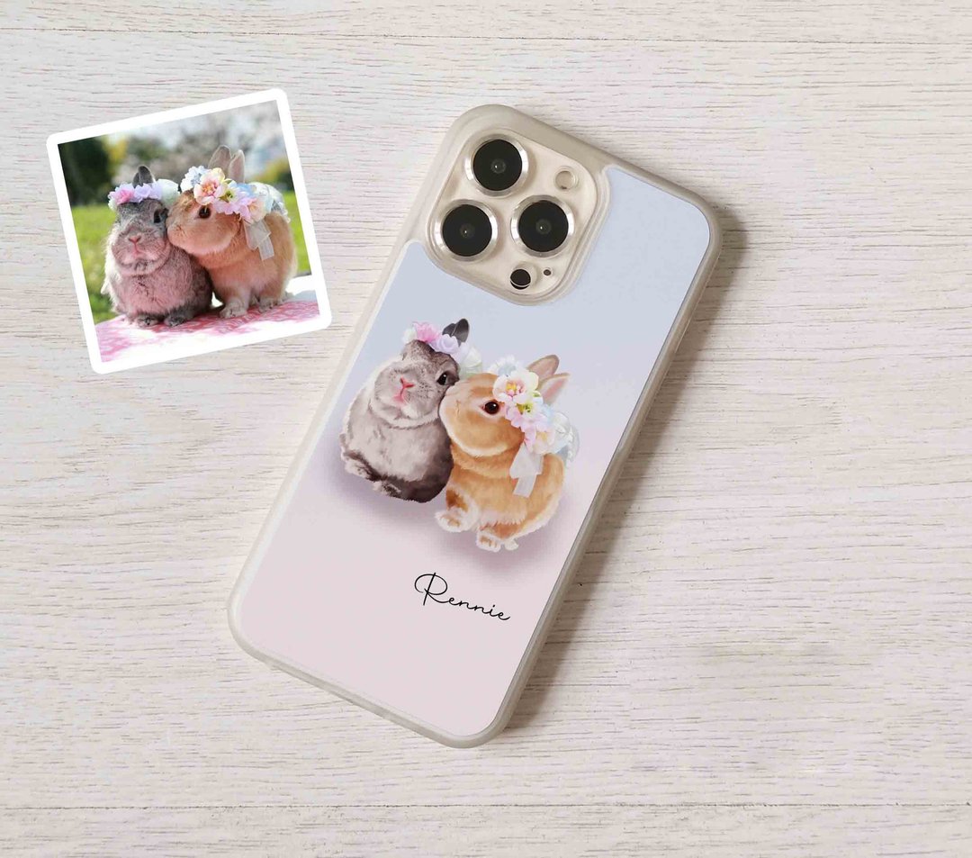 来图订制定制化宠物免子绘画全包手机壳 iPhone 17 16 15 14 Pro - 手机壳/手机套 - 塑料 多色