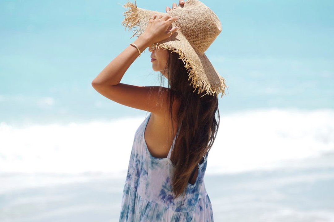 Uneven dyed beach dress ice blue - 洋装/连衣裙 - 其他材质 蓝色
