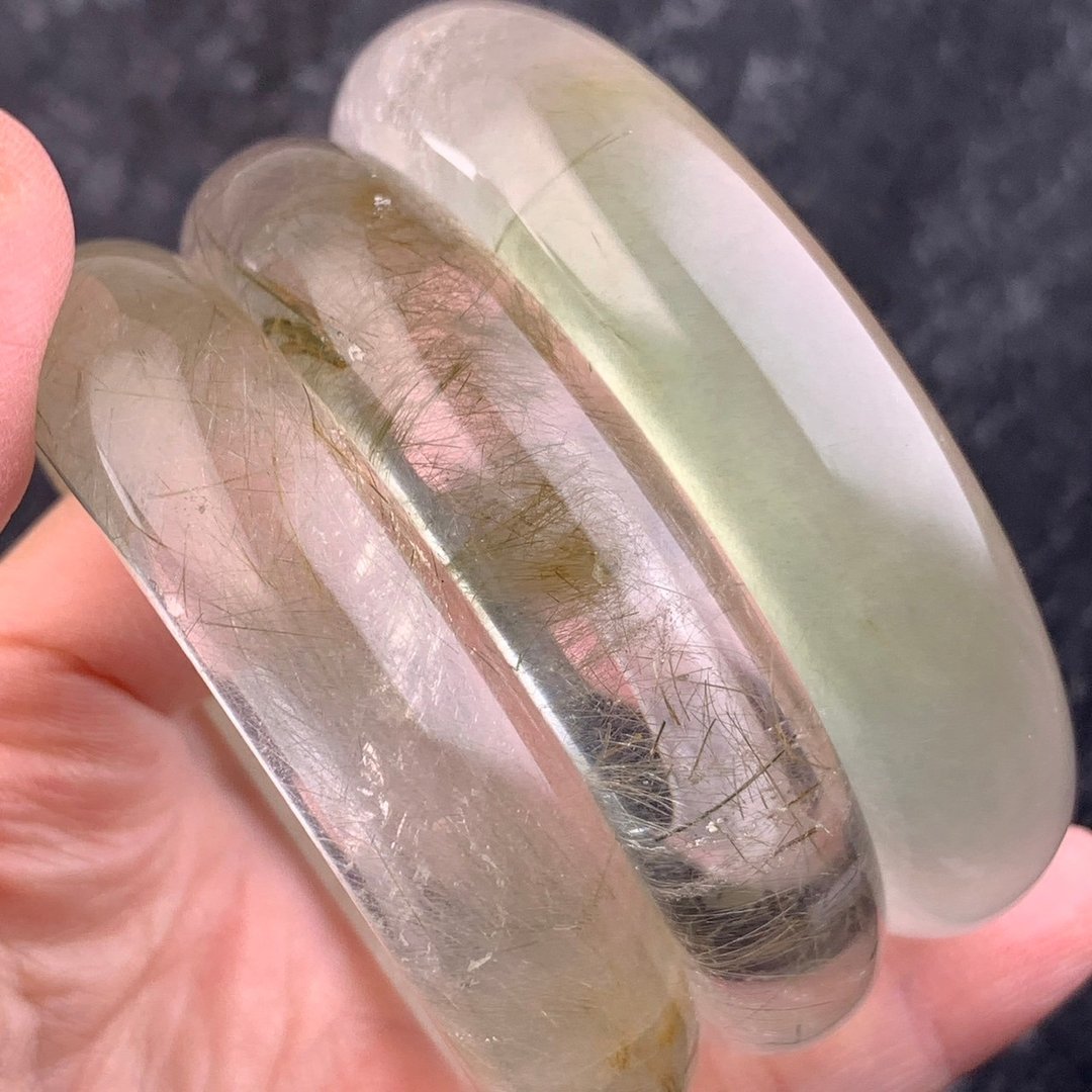 稀有精品 兔毛 发晶 手镯 - 手链/手环 - 水晶 多色
