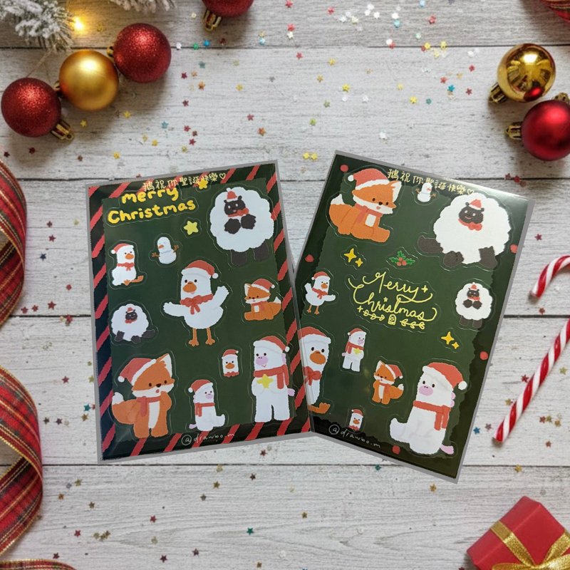 原创插画贴纸 鹅和狸过圣诞 - 贴纸 - 塑料 