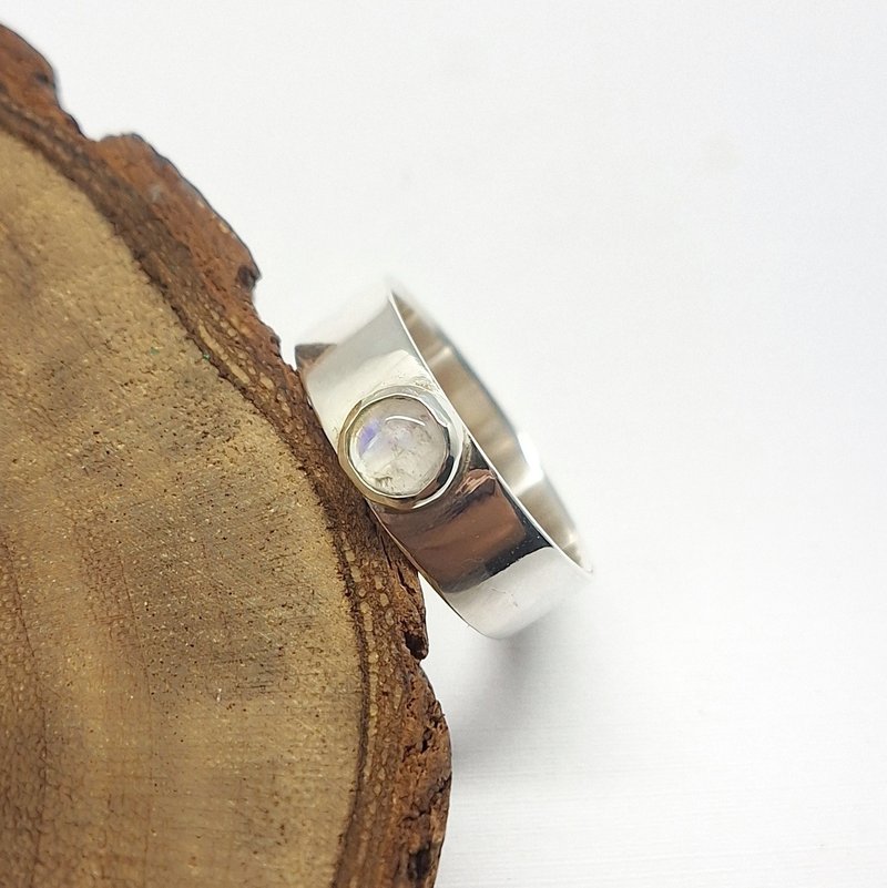 时晴金工  | 回返天际的光环 | 月光石银戒 - 戒指 - 纯银 银色