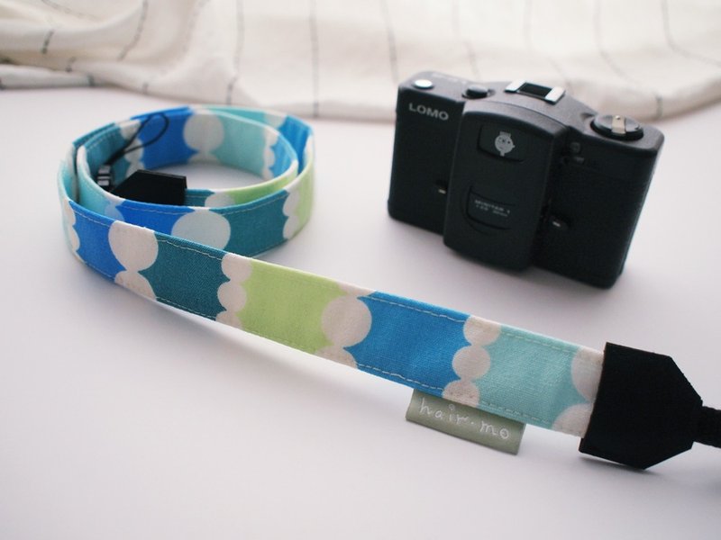 hairmo蓝色泡泡手工相机背带/手腕带(相机/手机) - 相机背带/脚架 - 棉．麻 蓝色