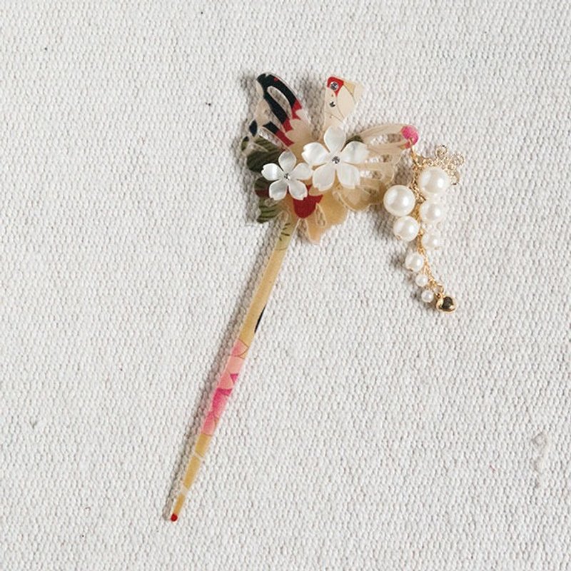 妩秋丰,蝴蝶垂吊发簪,发钗,发插-秋黄 - 发饰 - 压克力 黄色