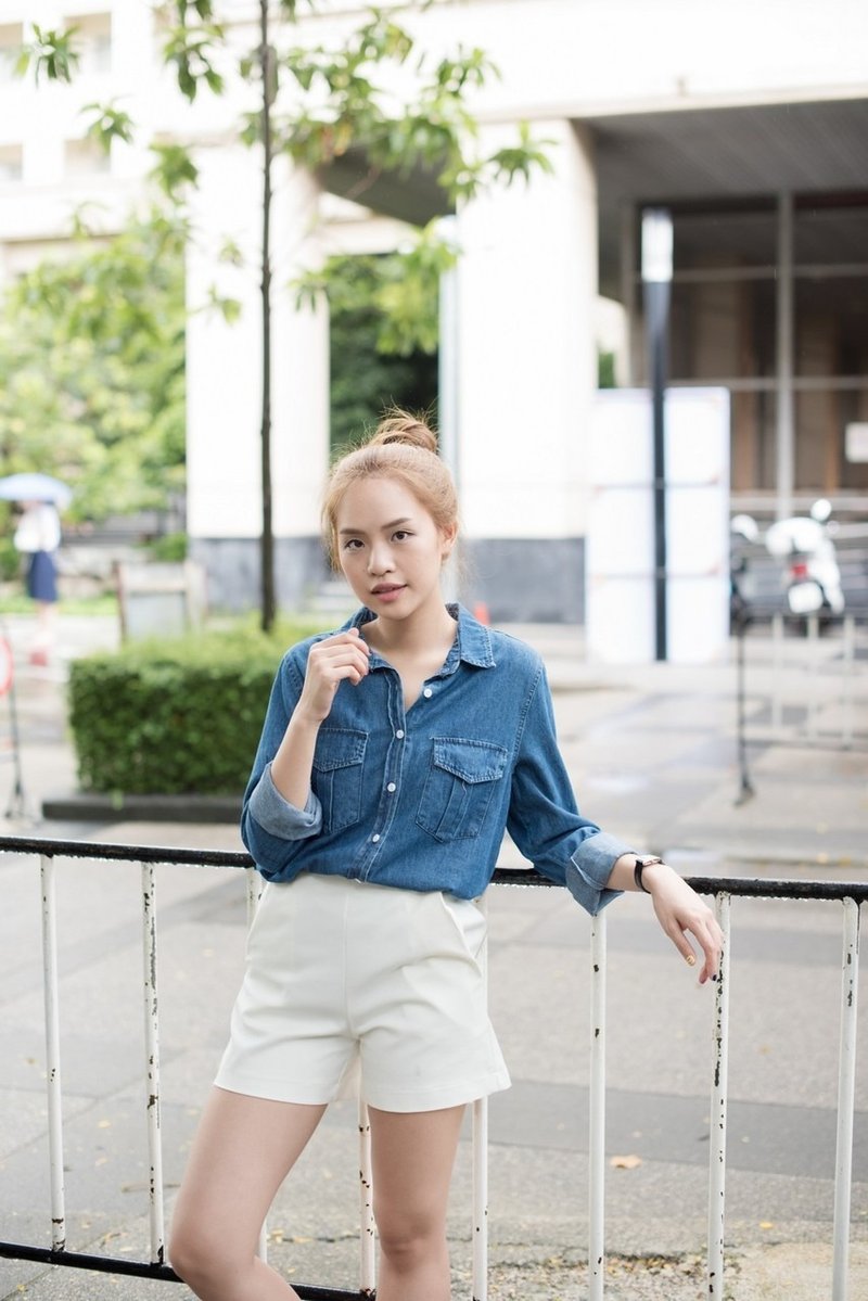 Boyfriend denim shirt - 女装衬衫 - 其他材质 蓝色