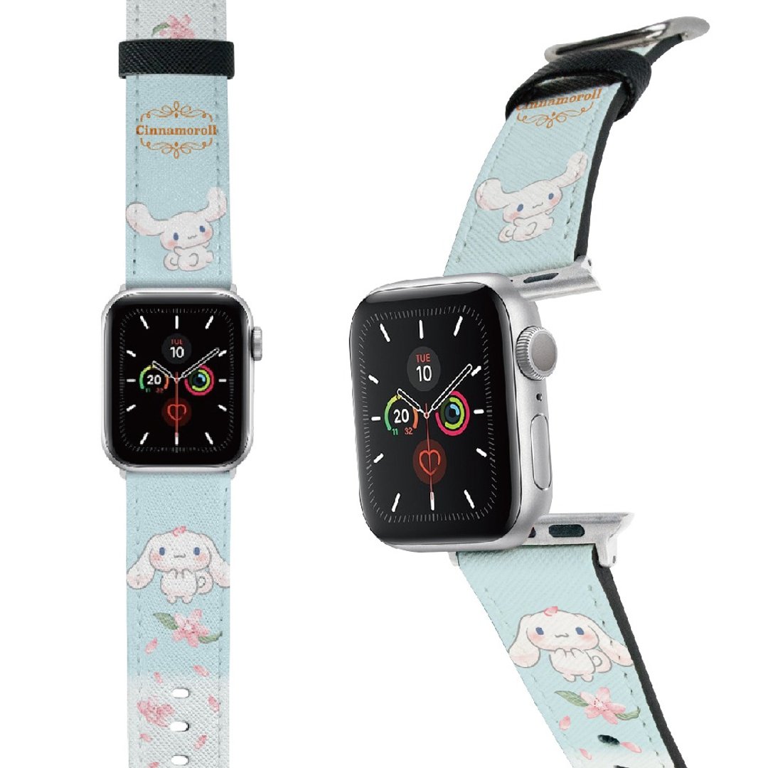 【Hong Man】三丽鸥 大耳狗 Apple Watch 皮革表带 CN片片樱花 - 表带 - 人造皮革 蓝色
