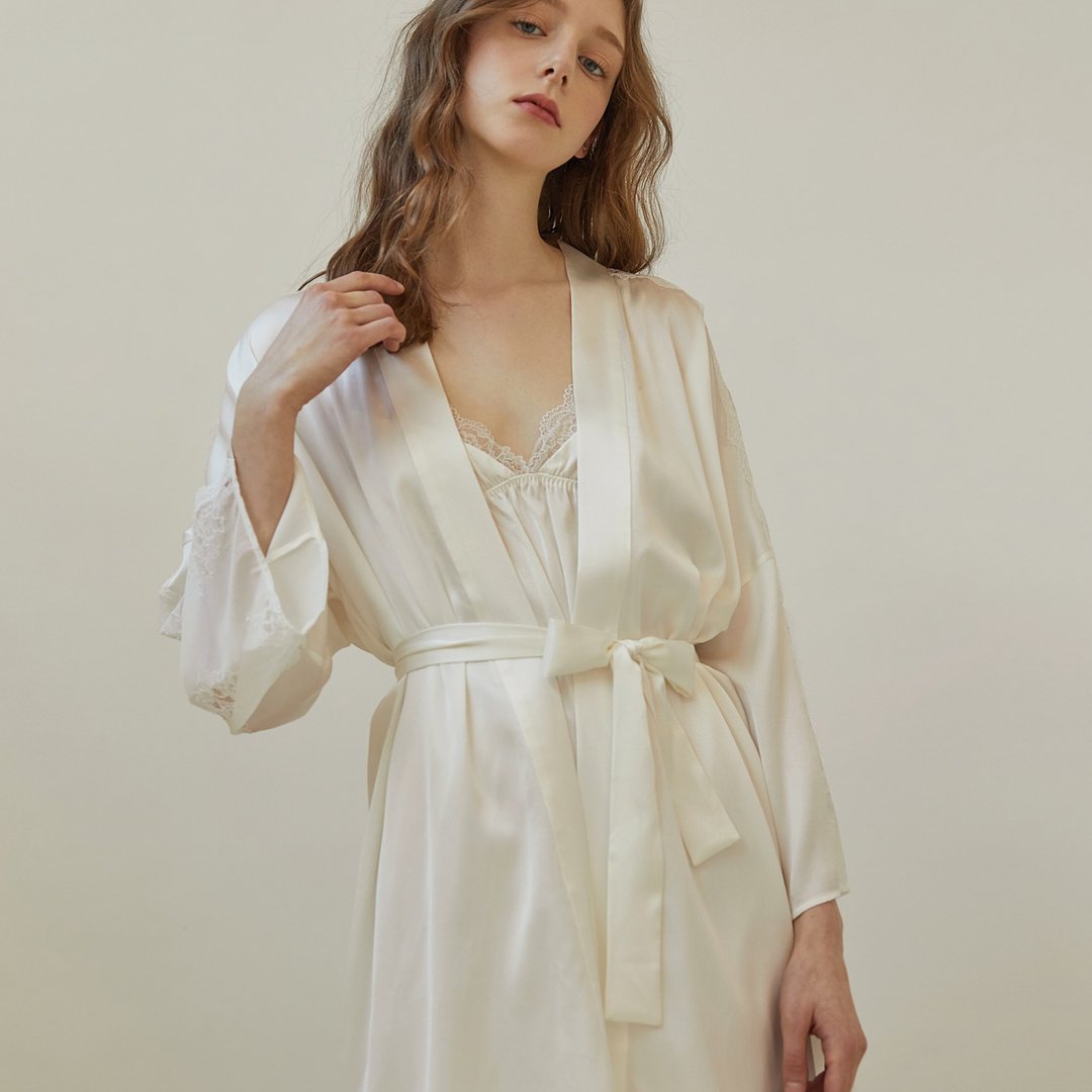 真丝吊带裙睡袍眼罩套装送礼 晨袍吊带裙新娘家居服春夏女 - 居家服/睡衣 - 丝．绢 
