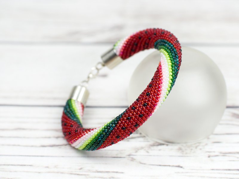 Bead crochet kit bracelet, Jewelry making kit, Diy bracelet kit, Kit to make - 编织/刺绣/羊毛毡/裁缝 - 玻璃 红色