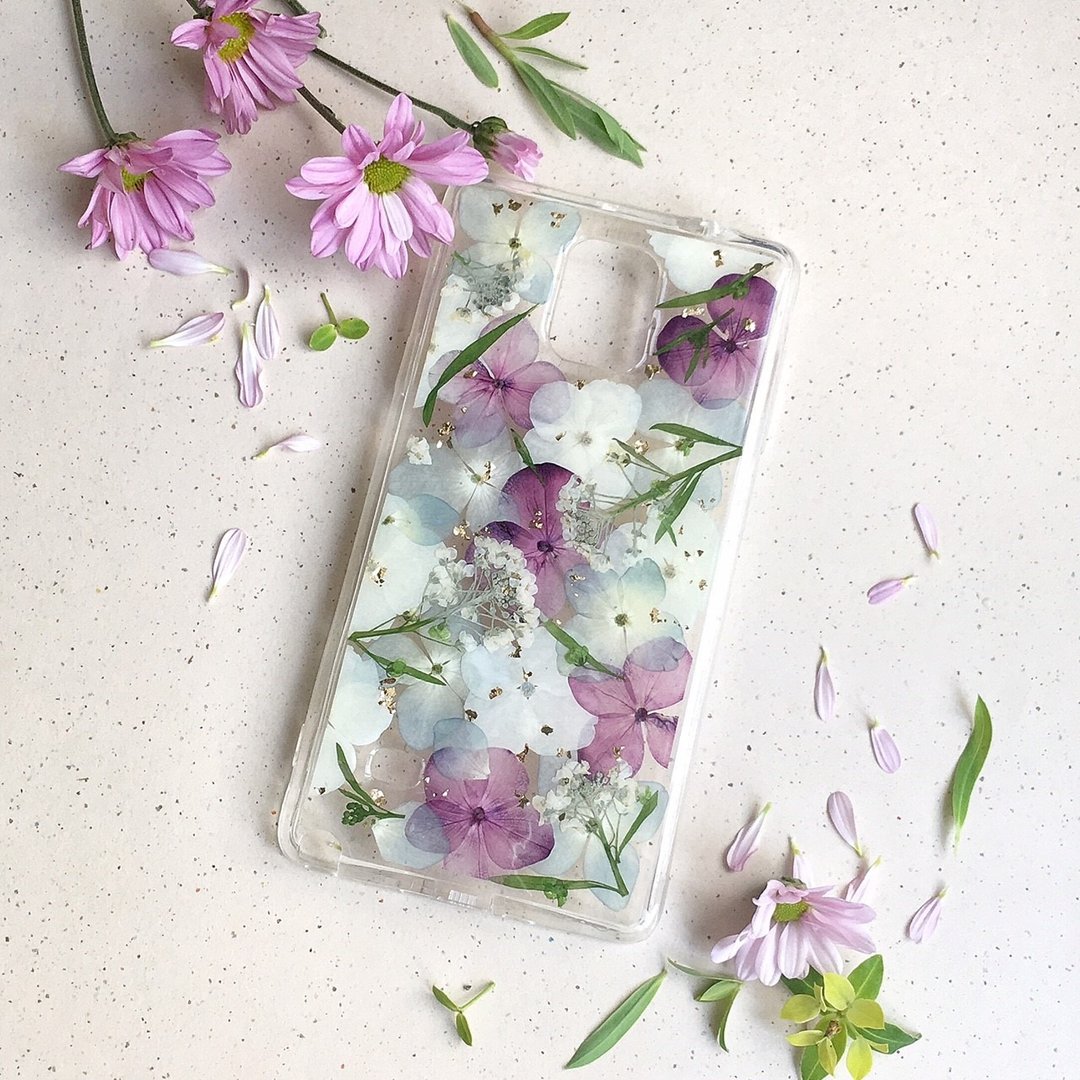 沁 干燥花手机壳 IPhone  / S / SE2 押花手作手机壳 - 手机壳/手机套 - 硅胶 紫色