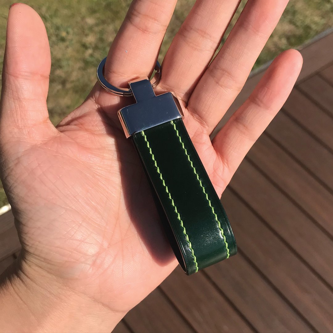 【皮革钥匙圈】绿色马臀皮/锁匙扣/随身小物/闺蜜礼物 - 钥匙链/钥匙包 - 真皮 绿色