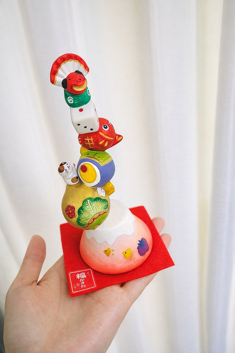 日本【RYUKODO】授权 - 开运小物叠叠乐 | 散水礼物 | 退休礼物 | 送礼 - 摆饰 - 陶 红色