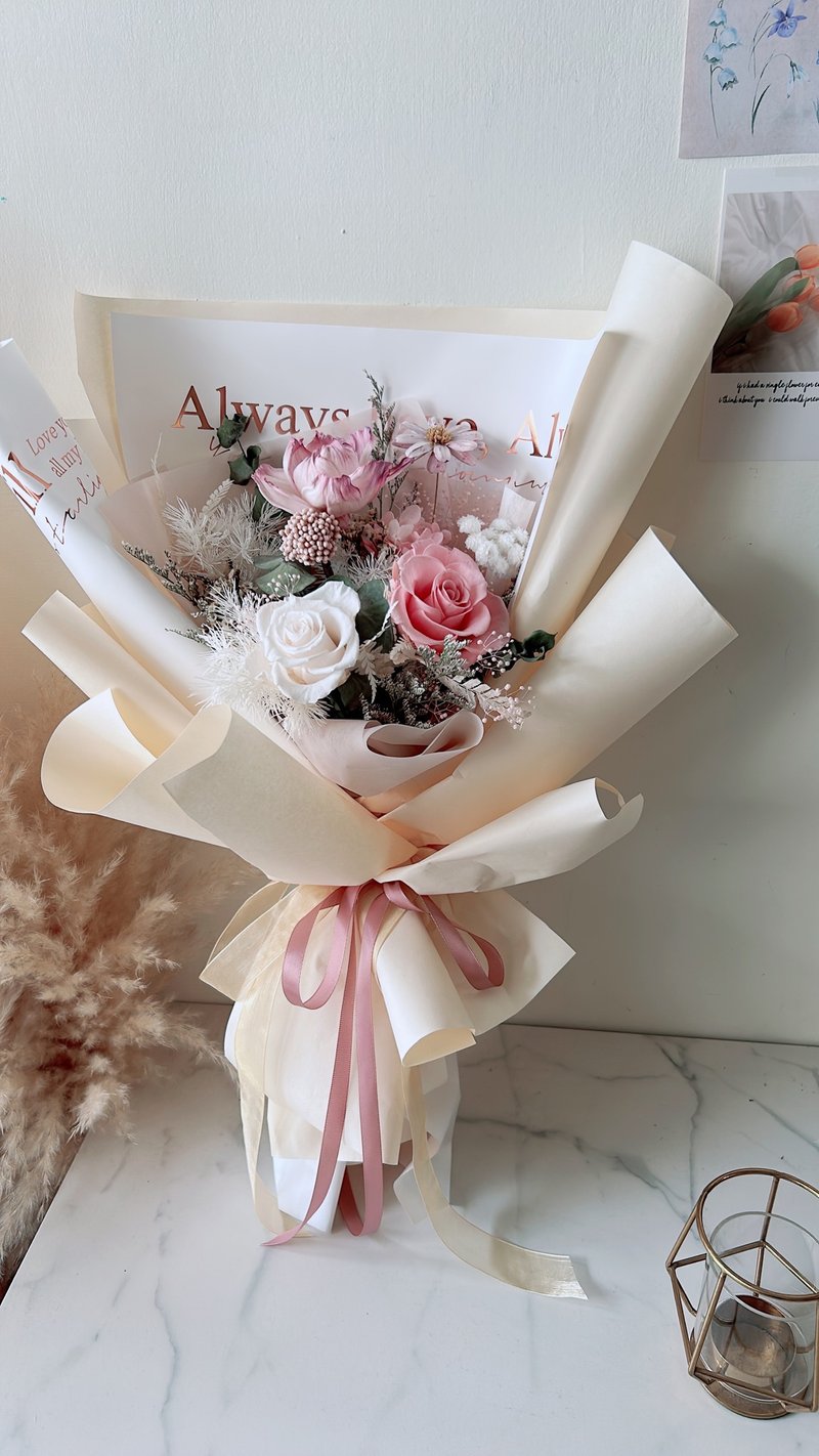 永生花花束 毕业花束 生日花束 母亲节礼物 - 干燥花/捧花 - 植物．花 粉红色