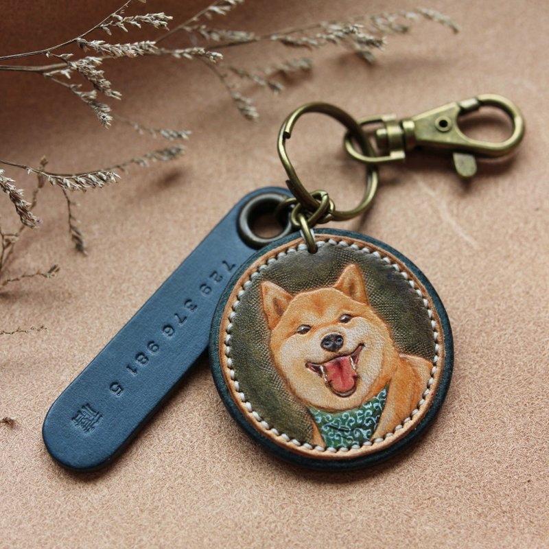 毛孩定制化专区/柴犬/猫咪/晶片悠游卡钥匙圈/法斗/狼犬/英文敲字 - 钥匙链/钥匙包 - 真皮 多色