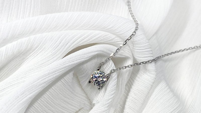莫桑钻 | 1克拉紧扣心弦女钻项链  | 台中门市 | 可升级铂金真钻 - 项链 - 纯银 