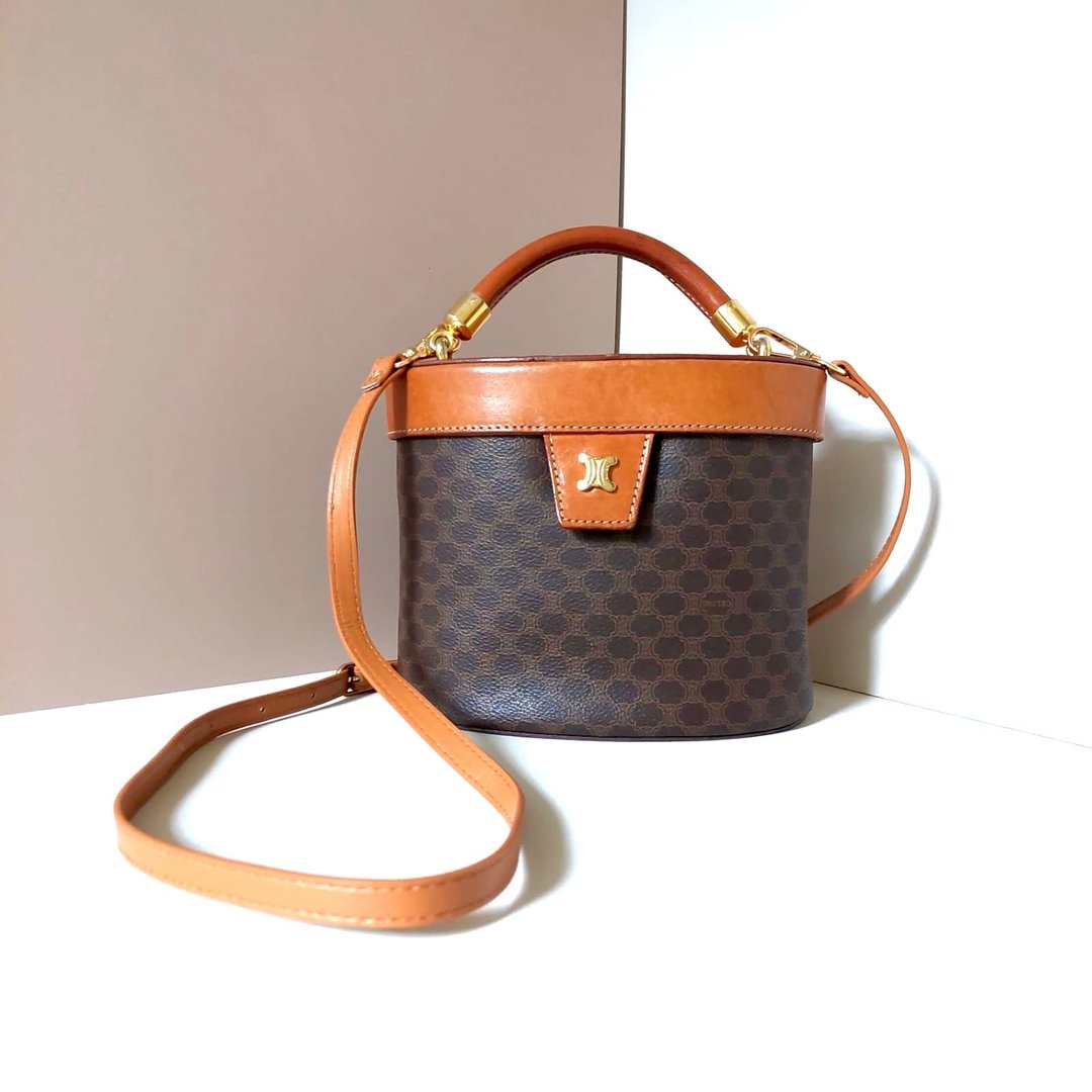 【特选货品】 Celine中古包老花皮革化妆链条单肩侧背孭斜背小包 - 侧背包/斜挎包 - 真皮 咖啡色