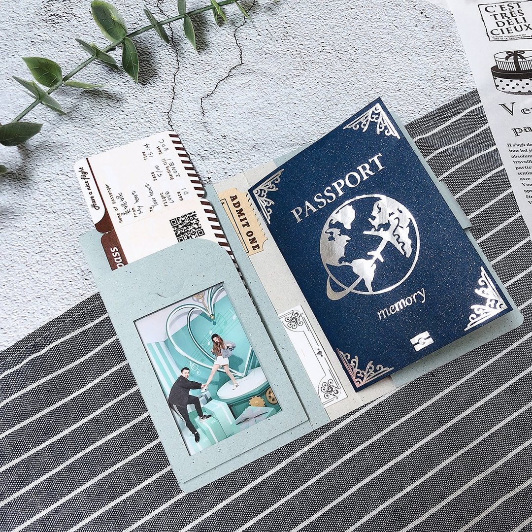 护照夹卡片相册 旅行 周年卡片 - 卡片/明信片 - 纸 蓝色
