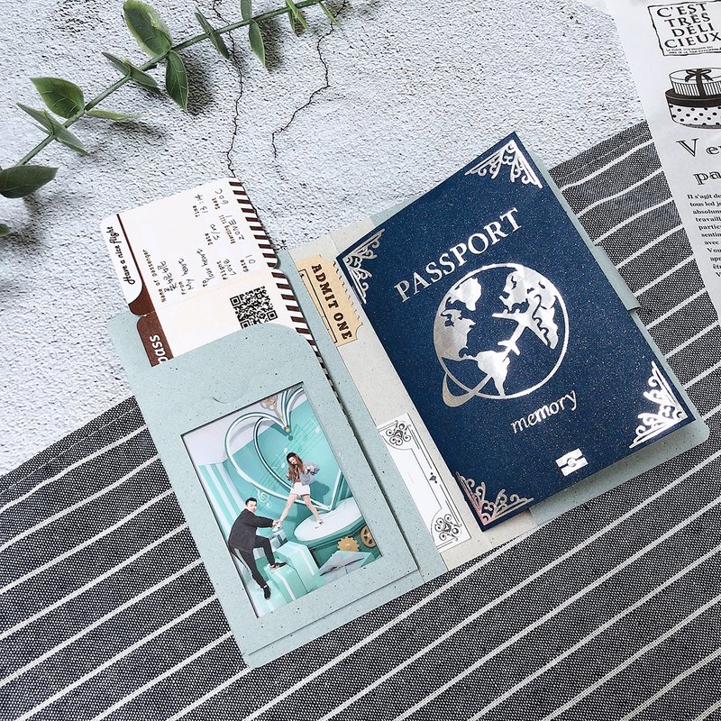 护照夹卡片相册 旅行 周年卡片 - 卡片/明信片 - 纸 蓝色