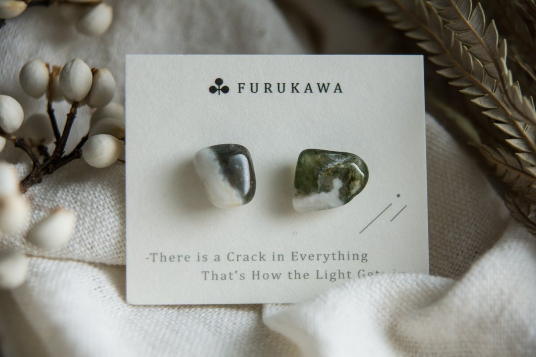 CRACK | 矿物系耳环 |  EARRINGS - 耳环/耳夹 - 玉石 绿色