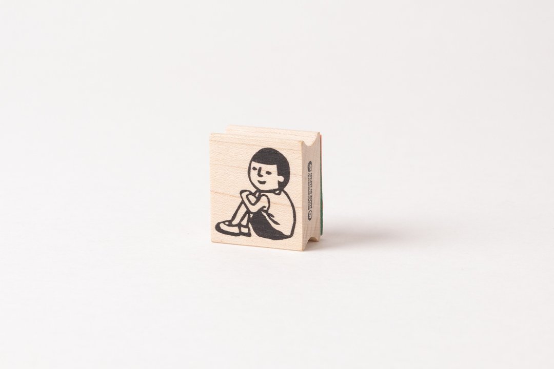复活！Mamoru君*盘腿坐*26mm×30mm*橡皮图章*R014 - 印章/印台 - 木头 