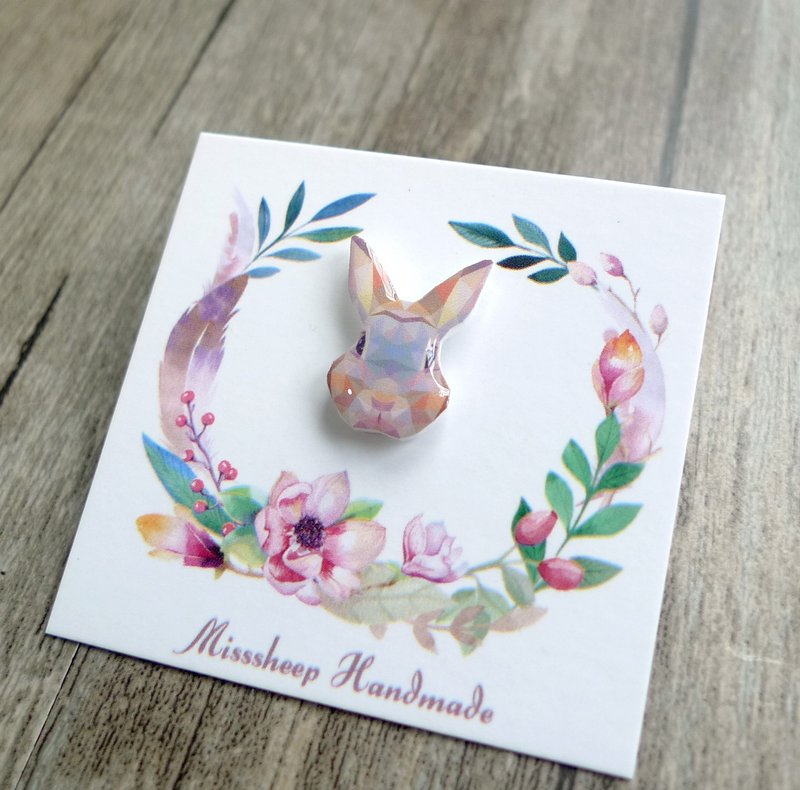 Misssheep-U19 几何动物系列 呆兔子手作耳环(耳针 / 耳夹)(单只) - 耳环/耳夹 - 塑料 