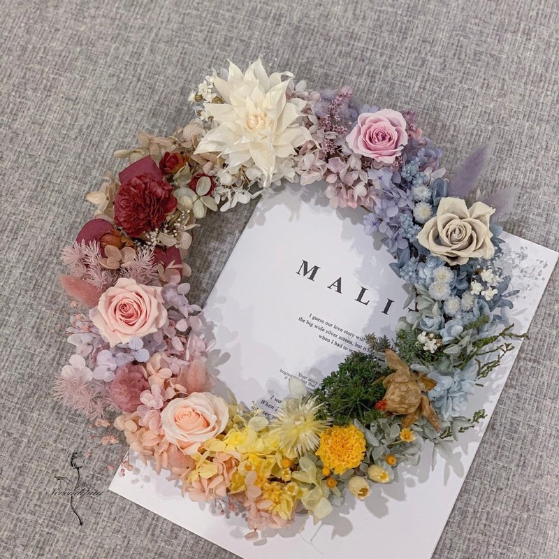 精灵之吻彩虹花圈 - 干燥花/捧花 - 植物．花 